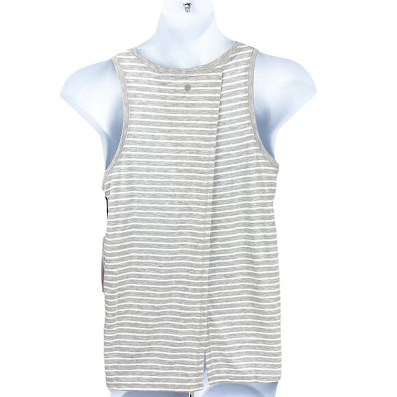 Yogalicious Heather Striped Open Back Tank Large - Picture 2 of 8